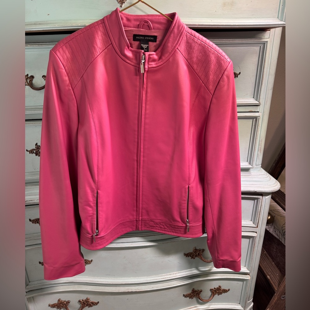 Valerie Stevens Vibrant Pink Leather Jacket
